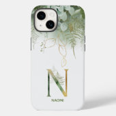 Elegant groen monogram N Case-Mate iPhone Case (Achterkant)