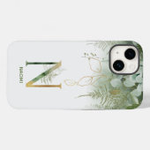Elegant groen monogram N Case-Mate iPhone Case (Achterkant (horizontaal))