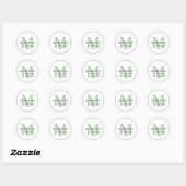 Elegant groen monogram retouradres ronde sticker (Vel)