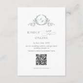 Elegant Groen Monogram RSVP Online QR Code Informatiekaartje (Voorkant)