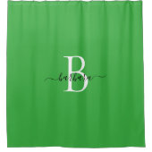 Elegant groen monogram script naam douchegordijn (Voorkant)