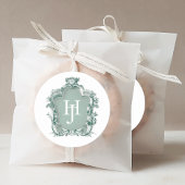 Elegant Groen Monogram Zegel / Favoriet Sticker