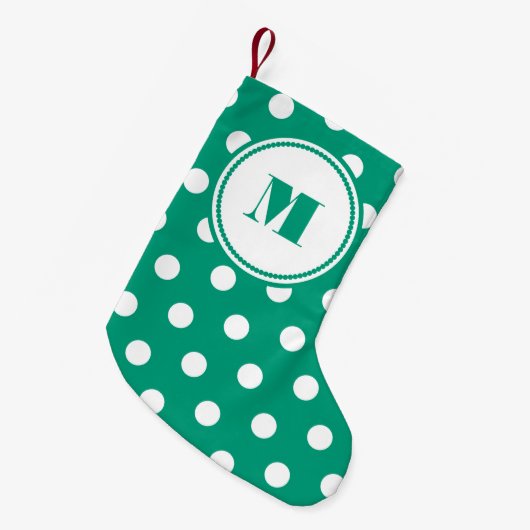 Elegant Groen Monogrampatroon Kleine Kerstsok (Voorkant (Hangend))