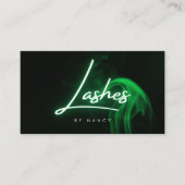 Elegant groen neon & Smoke Lashes Script Visitekaartje (Voorkant)