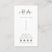 Elegant groen neutraal boho chic modern uniek visitekaartje (Achterkant)