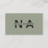 Elegant Groen Neutraal QR Code Monogram Logo Boho Visitekaartje (Voorkant)