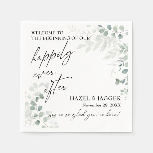 Elegant groen nog lang en gelukkig servet (Voorkant)