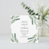 Elegant groen olijf bruiloft uitnodiging (Staand voorkant)