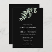 Elegant groen olijf bruiloft uitnodiging briefkaart (Voorkant / Achterkant)