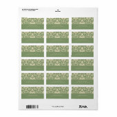 Elegant groen op off wit damast adreslabel etiket (Full Sheet)