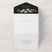 Elegant groen op zwarte bruiloft all in one uitnodiging (Buitenkant)