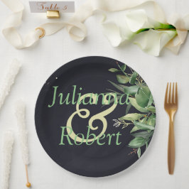 Elegant groen op zwarte papieren platen bordje
