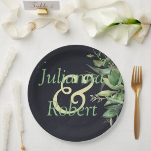 Elegant groen op zwarte papieren platen bordje
