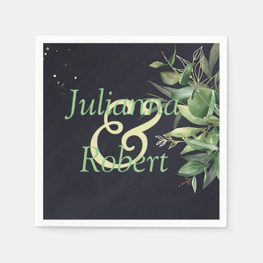 Elegant groen op zwarte servetten (Voorkant)