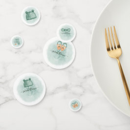 ELEGANT GROEN & ORANJE WATERVERF BABY SHOWER CONFETTI