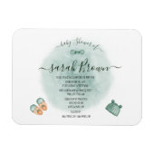 ELEGANT GROEN & ORANJE WATERVERF BABY SHOWER MAGNEET (Horizontaal)