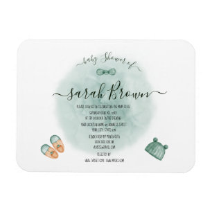 ELEGANT GROEN & ORANJE WATERVERF BABY SHOWER MAGNEET