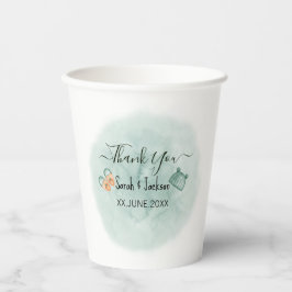 ELEGANT GROEN & ORANJE WATERVERF BABY SHOWER PAPIEREN BEKERS