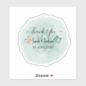 ELEGANT GROEN & ORANJE WATERVERF BABY SHOWER STICKER (Vel)