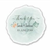 ELEGANT GROEN & ORANJE WATERVERF BABY SHOWER STICKER (Voorkant)