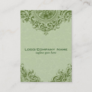 Elegant groen Ornament & pastelgroene damast Visitekaartje