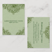 Elegant groen Ornament & pastelgroene damast Visitekaartje (Voorkant / Achterkant)