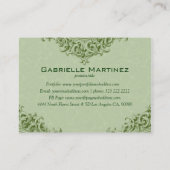 Elegant groen Ornament & pastelgroene damast Visitekaartje (Achterkant)