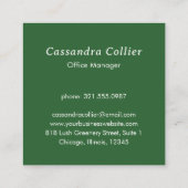 Elegant groen patroon modern vierkante visitekaartje (Achterkant)