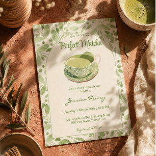 Elegant groen patroon Perfect Matcha bruiloftsborr Kaart