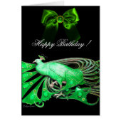 ELEGANT GROEN PEACOCK, GEM STONES EN BOW Birthday (Voorkant)