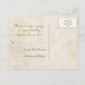 Elegant groen perkament RSVP-kaart Uitnodiging Briefkaart (Achterkant)