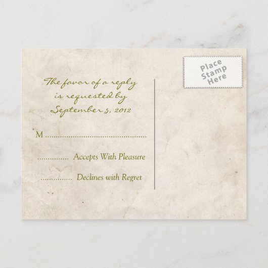 Elegant groen perkament RSVP-kaart Uitnodiging Briefkaart (Achterkant)