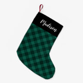 Elegant Groen Plaid Gepersonaliseerd Kleine Kerstsok (Voorkant (Hangend))