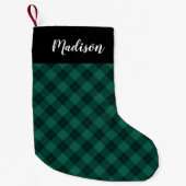 Elegant Groen Plaid Gepersonaliseerd Kleine Kerstsok (Voorkant)