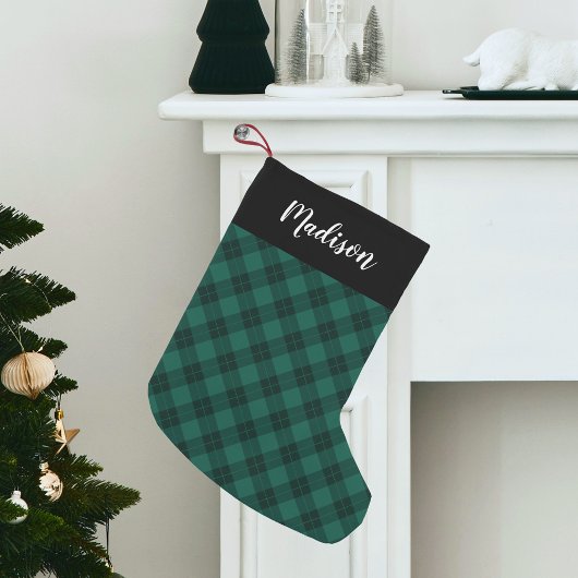 Elegant Groen Plaid Gepersonaliseerd Kleine Kerstsok