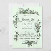 Elegant groen platte bruiloft uitnodiging (Voorkant)