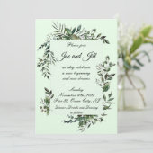 Elegant groen platte bruiloft uitnodiging (Staand voorkant)