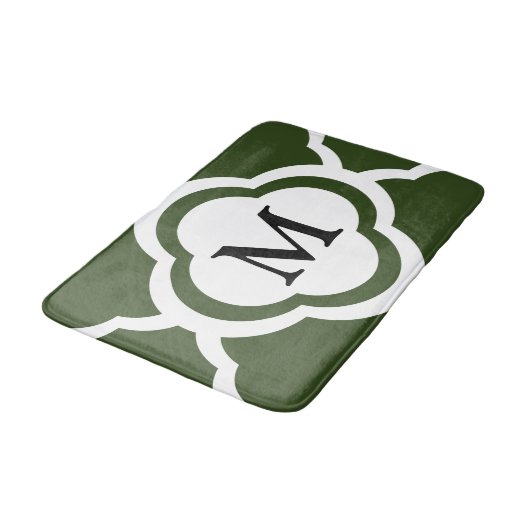 Elegant groen Quatrefoil Monogram Badmat (Gekanteld)