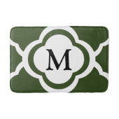 Elegant groen Quatrefoil Monogram Badmat (Voorkant)
