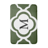 Elegant groen Quatrefoil Monogram Badmat (Voorkant Verticaal)