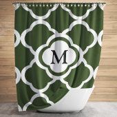 Elegant groen Quatrefoil Monogram Douchegordijn