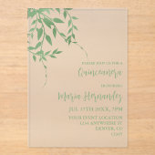 Elegant groen Quinceañera Acryl Uitnodigingen (Voorkant)