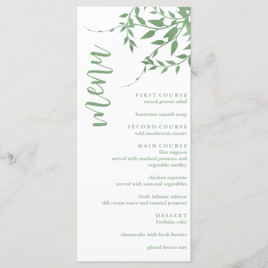 Elegant groen Quinceañera Menu (Voorkant)