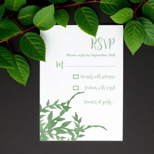 Elegant groen Quinceañera RSVP Kaartje