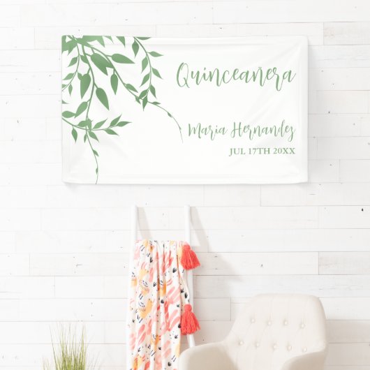 Elegant groen Quinceañera Spandoek (Insitu)