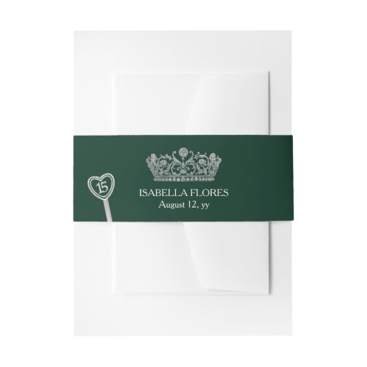 Elegant Groen Quinceanera Tiara 15e verjaardag Uitnodigingen Wikkel (Voorkant Voorbeeld)