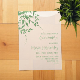 Elegant groen Quinceañera Vellum Uitnodigingen