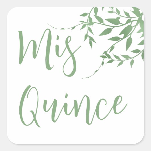 Elegant groen Quinceañera Vierkante Sticker (Voorkant)