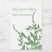 Elegant groen Quinceañera Wijn Etiket (Enkel label)