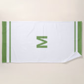 Elegant groen randschrift Monogram Letter Strandlaken (Voorkant)